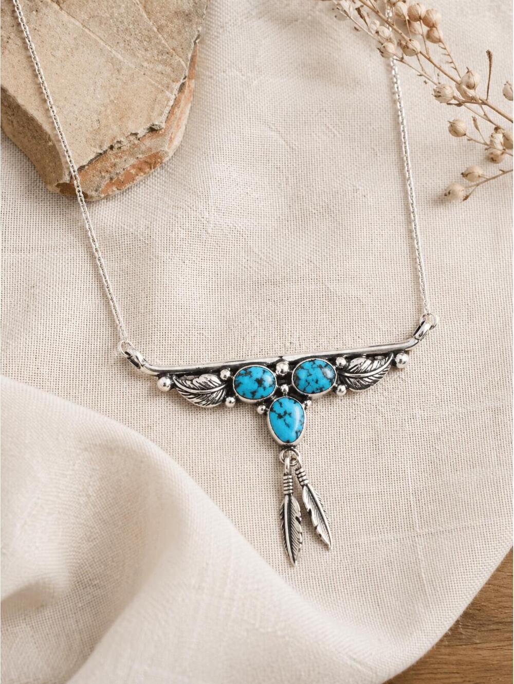 Robert Begay Navajo Sterling Turquoise Necklace Vintage - Picture 9 of 9